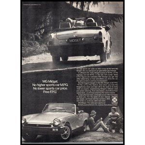 1976 MG Midget Convertible Roadster Vintage Print Ad Nature Camping Wall Art